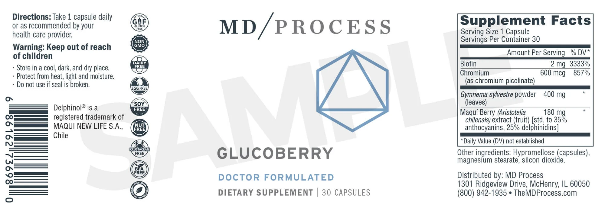 GlucoBerry Product Label